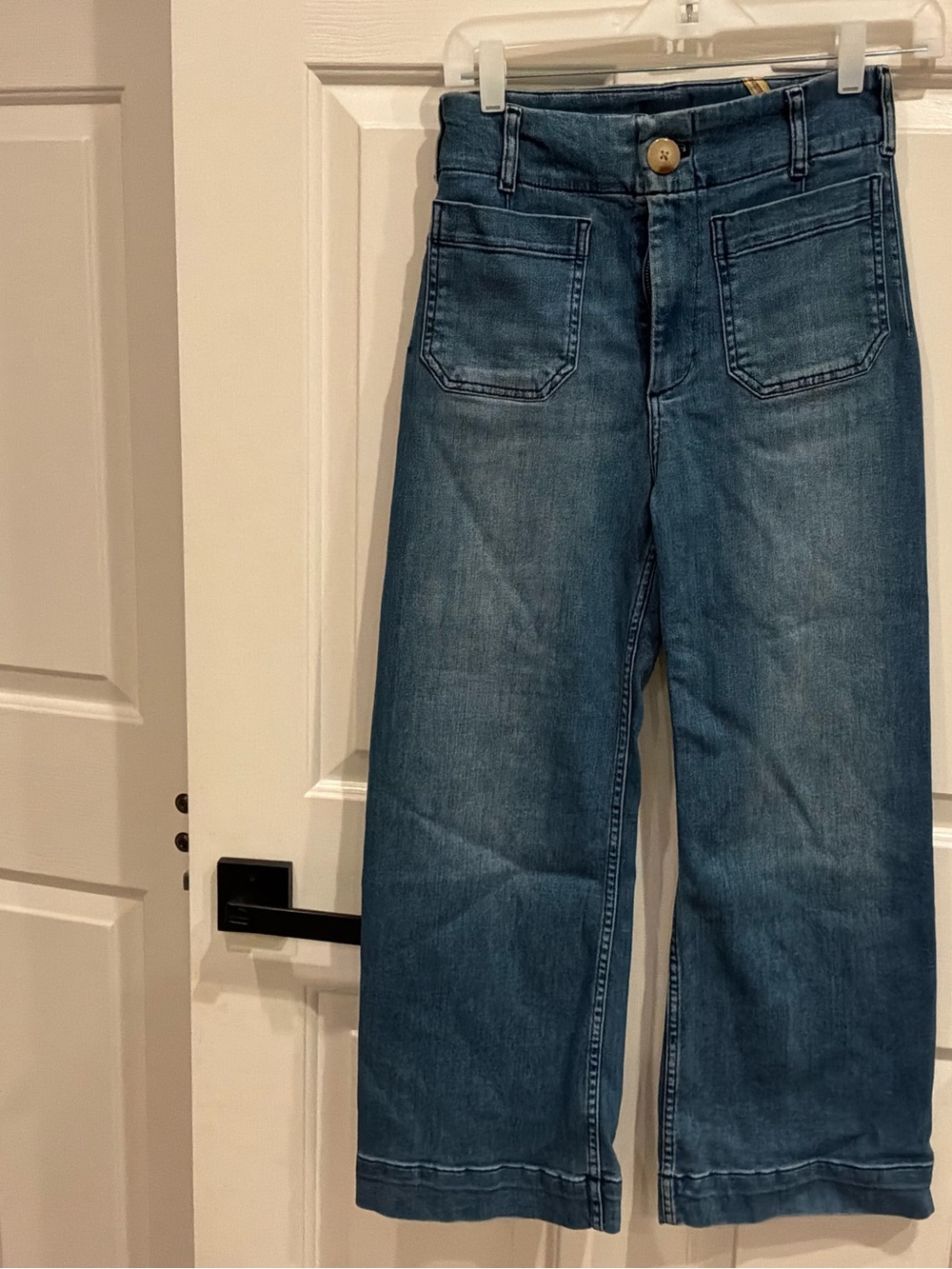Anthropologie Blue Wide-Leg Crop Jeans